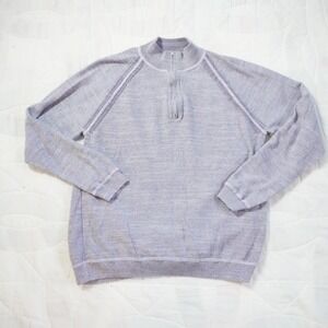 Tommy Bahama Mens Reversible Quarter Zip Pullover Sweater Light Purple Size M